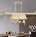 Iron and fabric bird chandelier ceiling lamp with decorative bird silhouette shade.