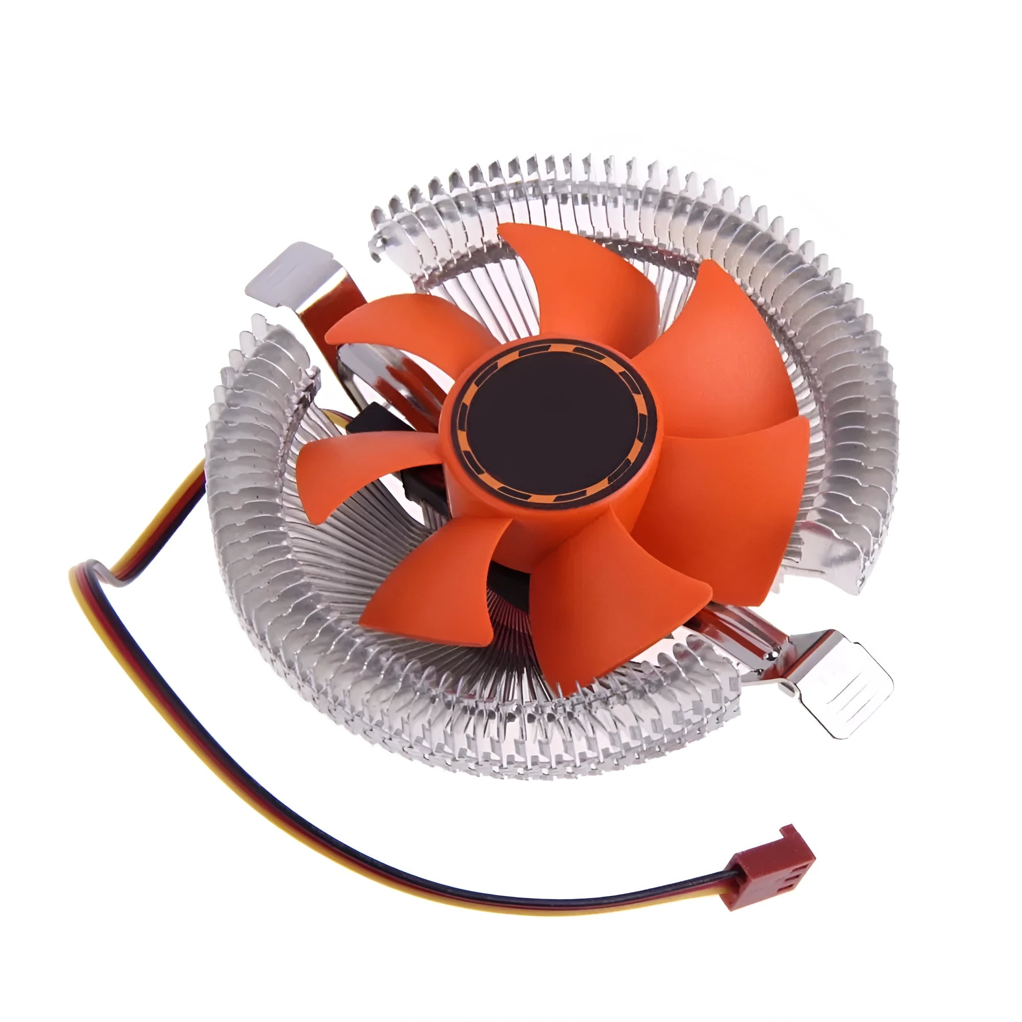 Orange CPU cooler cooling fan with black chassis, 10.3 x 4.9cm, for Intel and AMD sockets