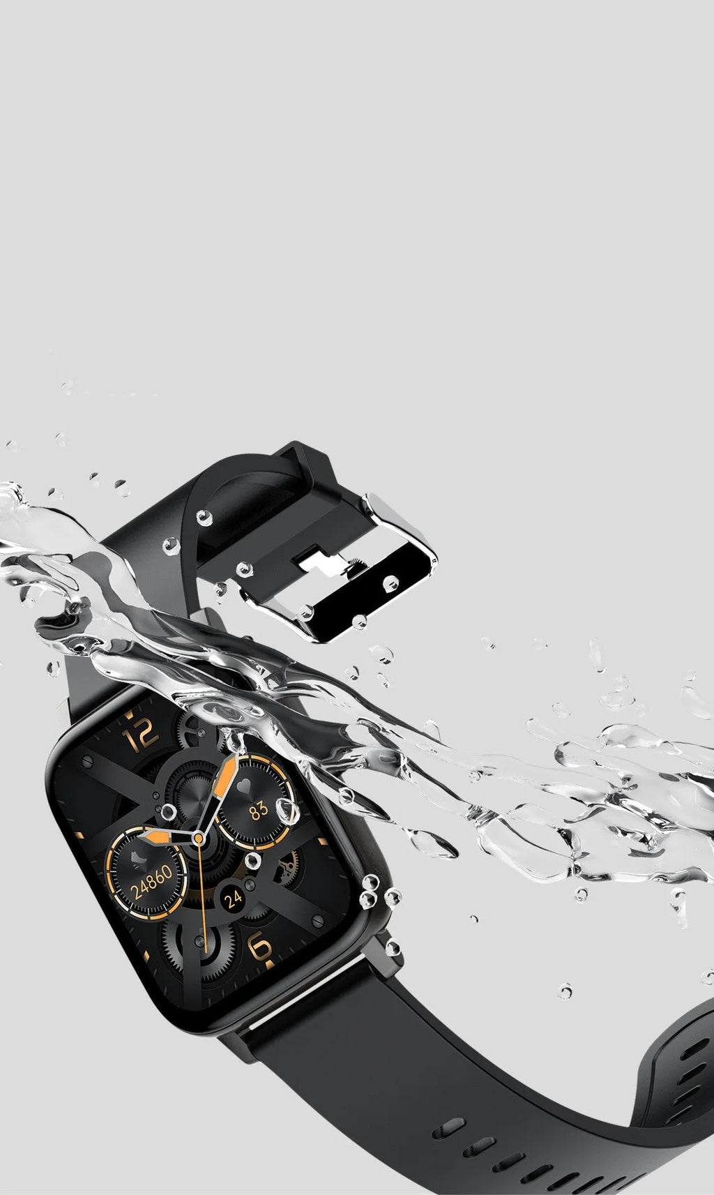 H80 black smartwatch with ECG monitoring on a wrist, showing heart rate data on its 1.69-inch screen.