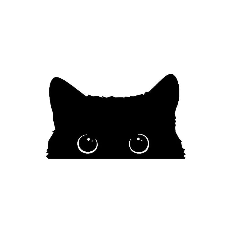 Cartoon black cat carving-half car sticker 15 by 9 centimetres on paper bottom