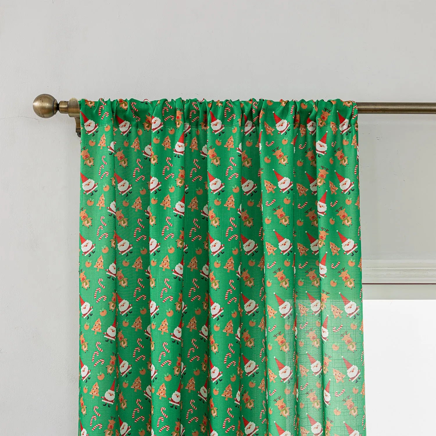 Christmas snowman angel print curtain in green or red colour for living room windows
