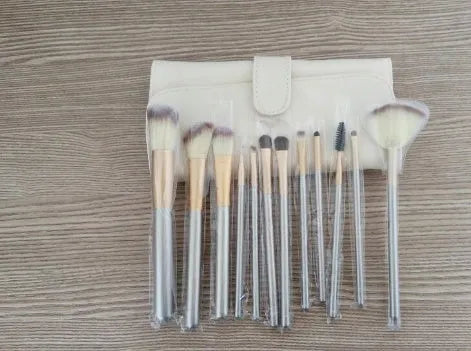 Persian make-up brush set with rice white synthetic bristles and champagne coloured handles