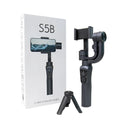 Black three-axis mobile phone gimbal stabilizer with hard case and tripod accessory