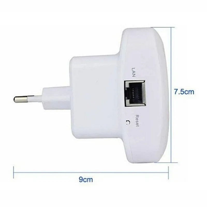 WiFi repeater 300Mbps 2.4GHz with two antennas and Ethernet port, UK plug, white and black