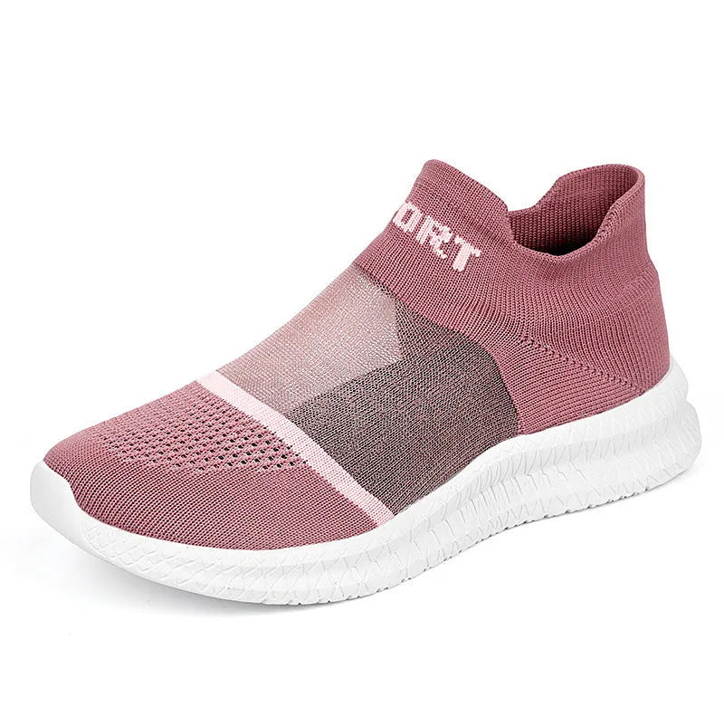 Breathable khaki Flyknit sock shoes with lace and tassel details on an MD sole, shown in a low-top profile.