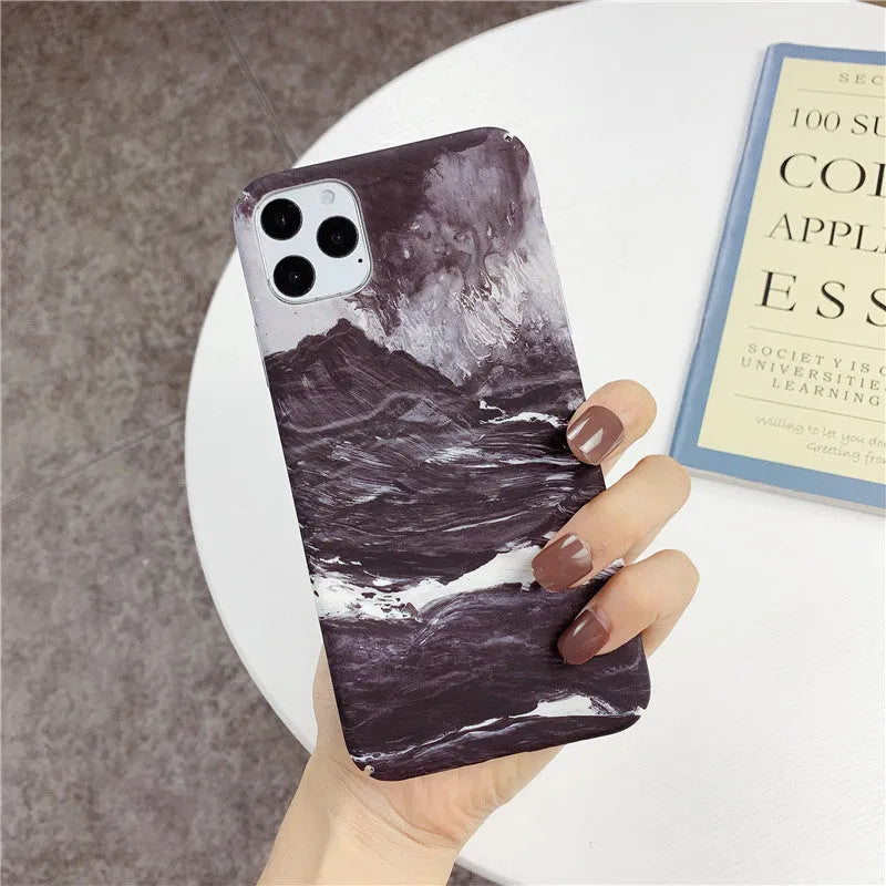 Marbled geometric pattern PC back cover case for mobile phones.