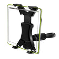 Black ABS and PC tablet computer holder for 7-12 inch tablets, mounted on car headrest with 806 clip