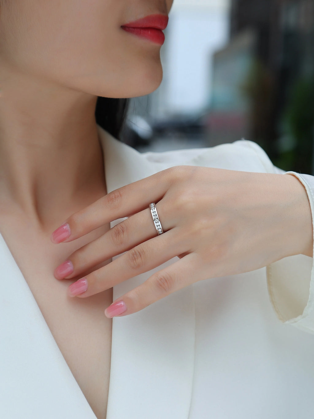 Moissanite star ring S925 silver platinum plated gift box GRA certificate sizes 5 to 9