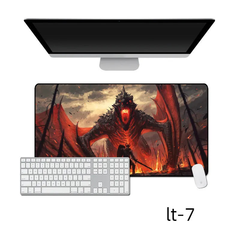 Oversized mouse pad with cloth surface, rubber base, locking edge, available in sizes 30x60cm to 40x90cm and 2mm or 3mm thickness