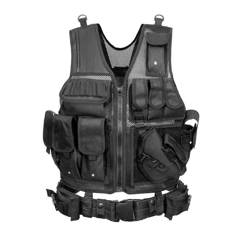Men's tactical vest in solid colour made from 600D Nylon Oxford fabric, quick-dry and breathable for training