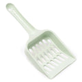 Plastic cat litter scoop in blue colour showing measurements of 20cm length and 9cm width