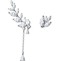 Pair of 925 silver asymmetrical leaf drop earrings with plated finish in large and small S925 silver sizes for women