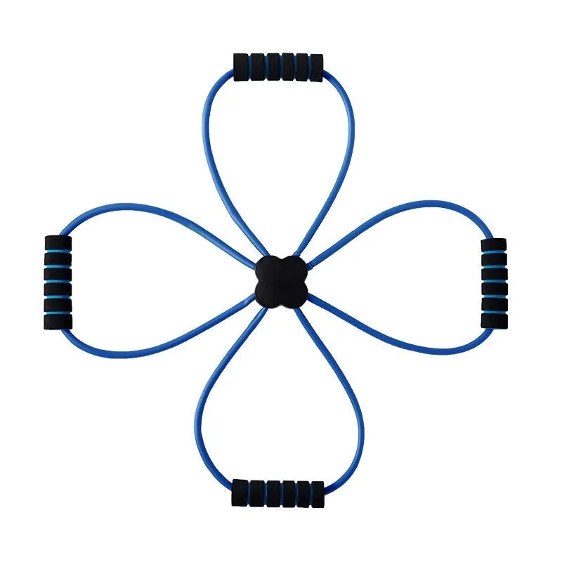 Blue eight character TPR fitness puller for shoulder and upper body exercises.