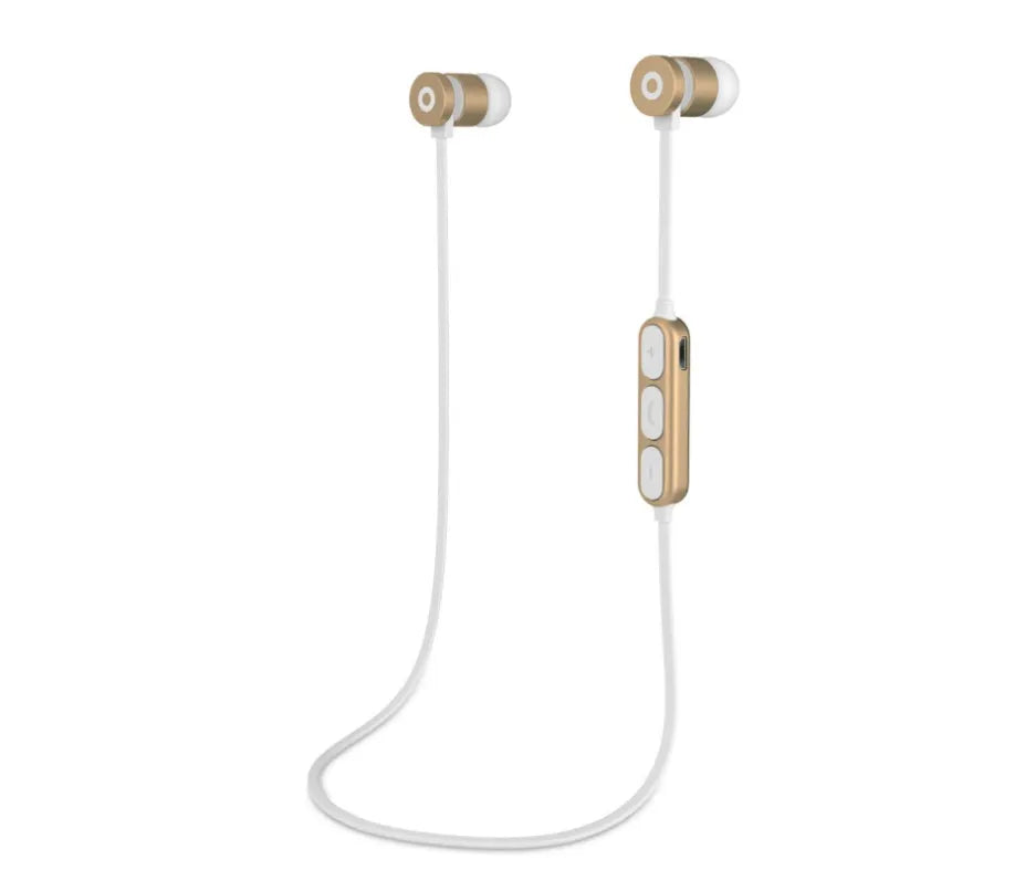 Metal neck-mounted Bluetooth headset with magnetic black earpieces