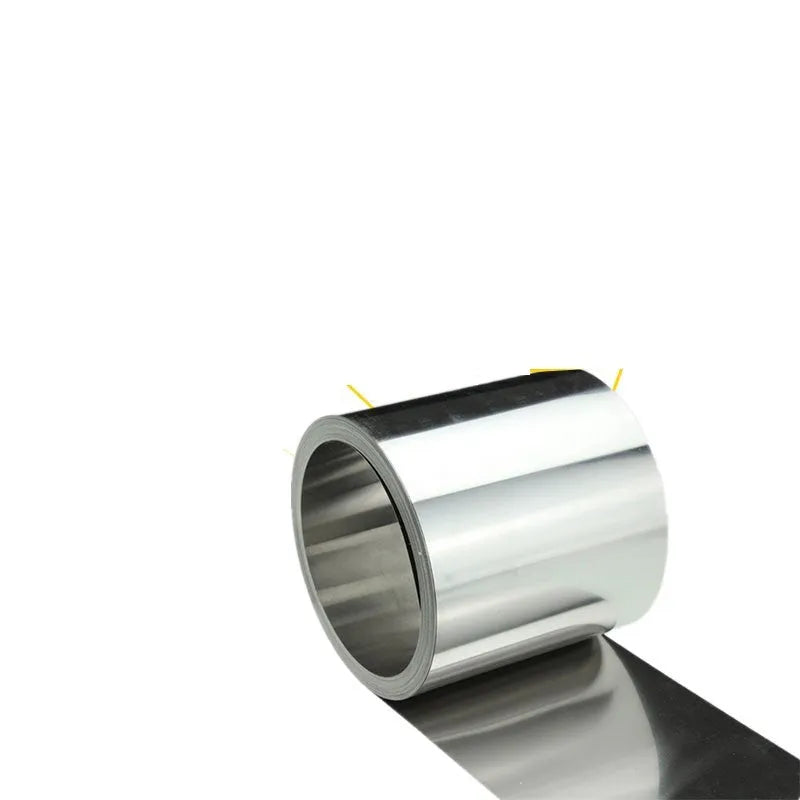 304 stainless steel thin strip on a roll with leather piece for automotive shimming.