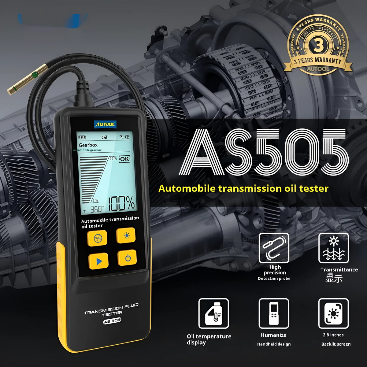 Automobile transmission fluid oil quality analysis detector in black colour with dimensions 26x14x5.5cm