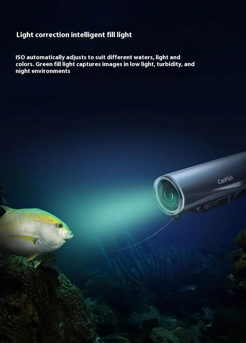 Wireless underwater fish detection camera with 160 degree wide angle view and MP4 recording capability