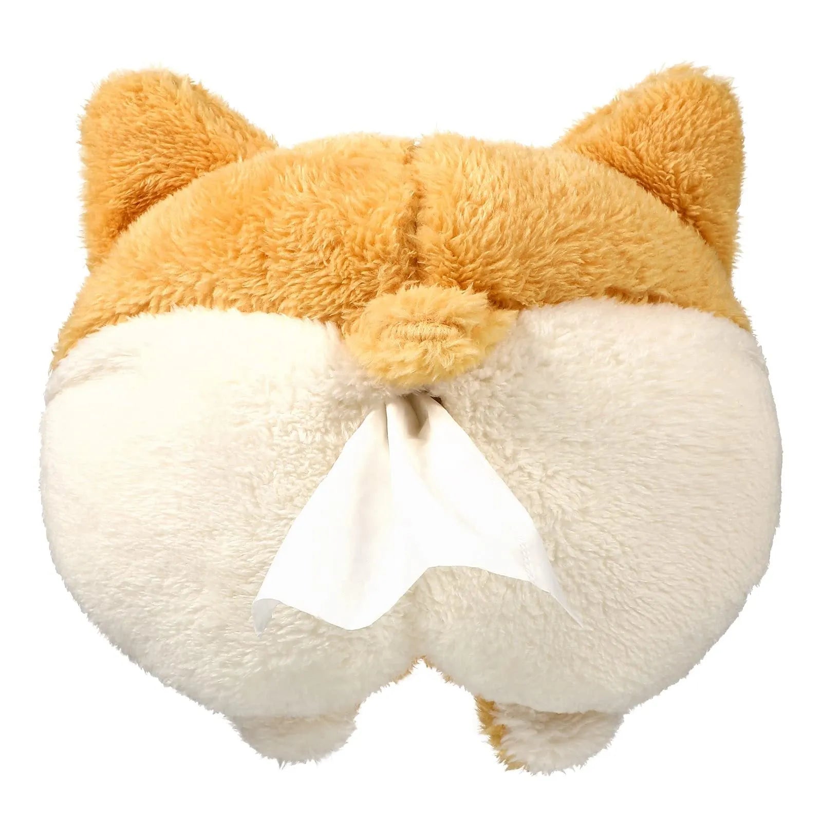 Yellow soft plush Corgi butt shaped tissue box cover for car sun visor and home