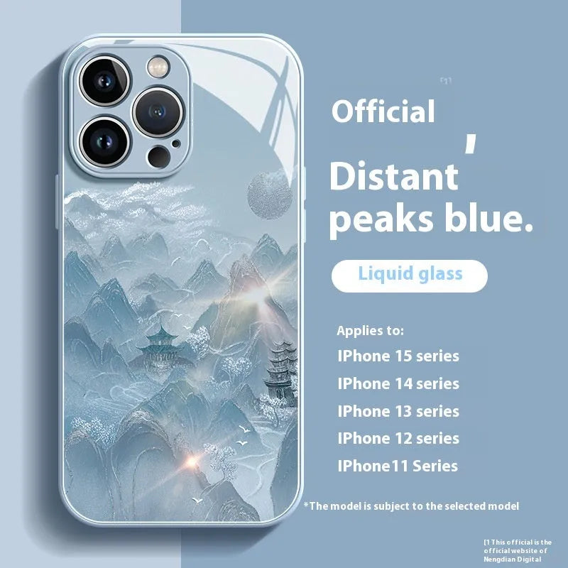 All-inclusive drop-resistant glass phone case for Apple iPhone with liquid glass finish in grass purple