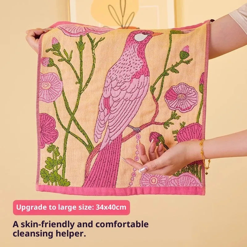 Class A gauze square towel pure cotton 40x34cm printed design 4 pack for face washing