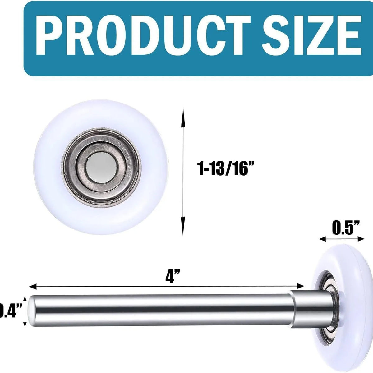 Set of 10 white quiet garage door steel rollers and 2 handle winding strips for garage door maintenance