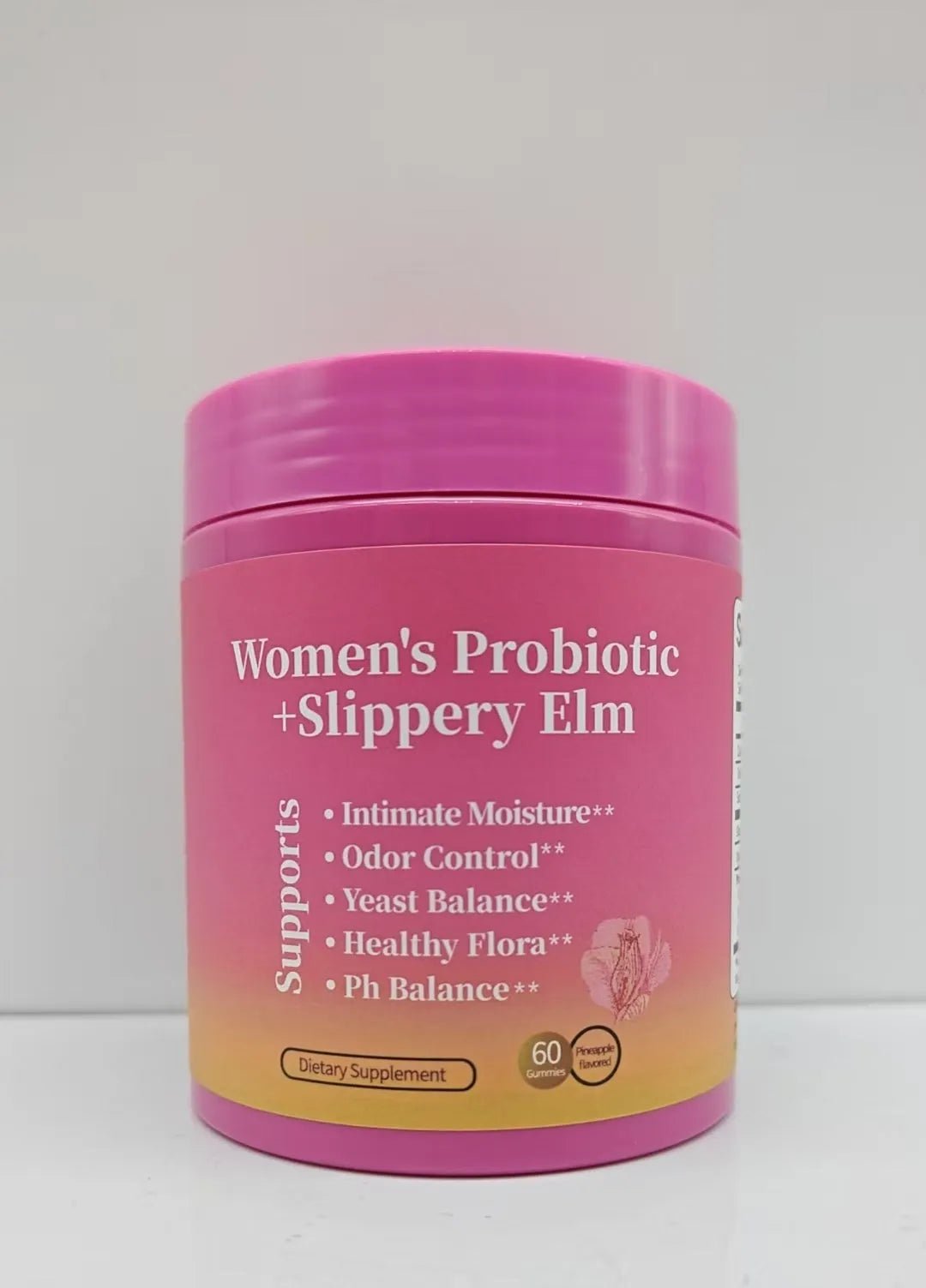 Box of pineapple flavour probiotic gummies with 60 tablets for adults