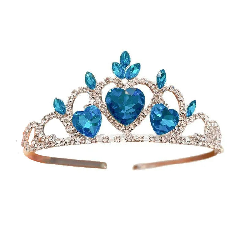 Children's pink crystal crown metal headband hairband for girls with electroplated finish on alloy frame