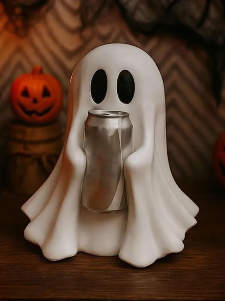 Ghost drink holder Halloween decoration in 15cm and 20cm plastic ghost shaped ornament for spooky home decor