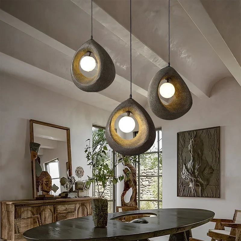 Retro restaurant style pendant chandelier with milky white 32x35cm lampshade