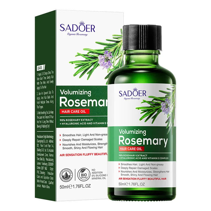 Rosemary hair care set with green essential oil 50ml, shampoo 500ml, and conditioner 500ml for dry and frizzy hair