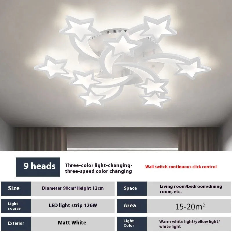 Modern LED ceiling lamp with 9 meteor heads, 220V dimming, for 15-30 square metre rooms