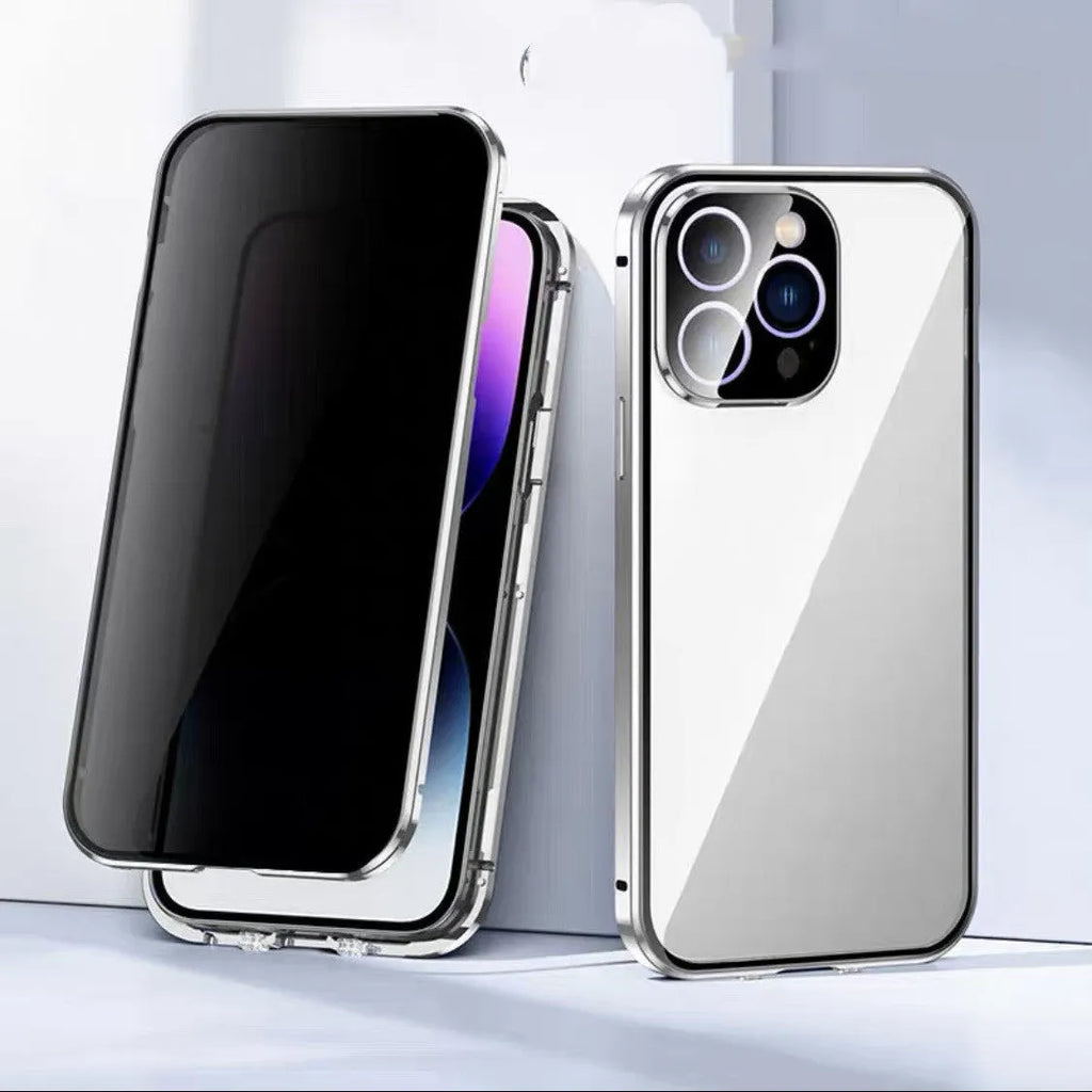 Magneto double-card buckle double-sided glass phone case for iPhone Pro Max in black