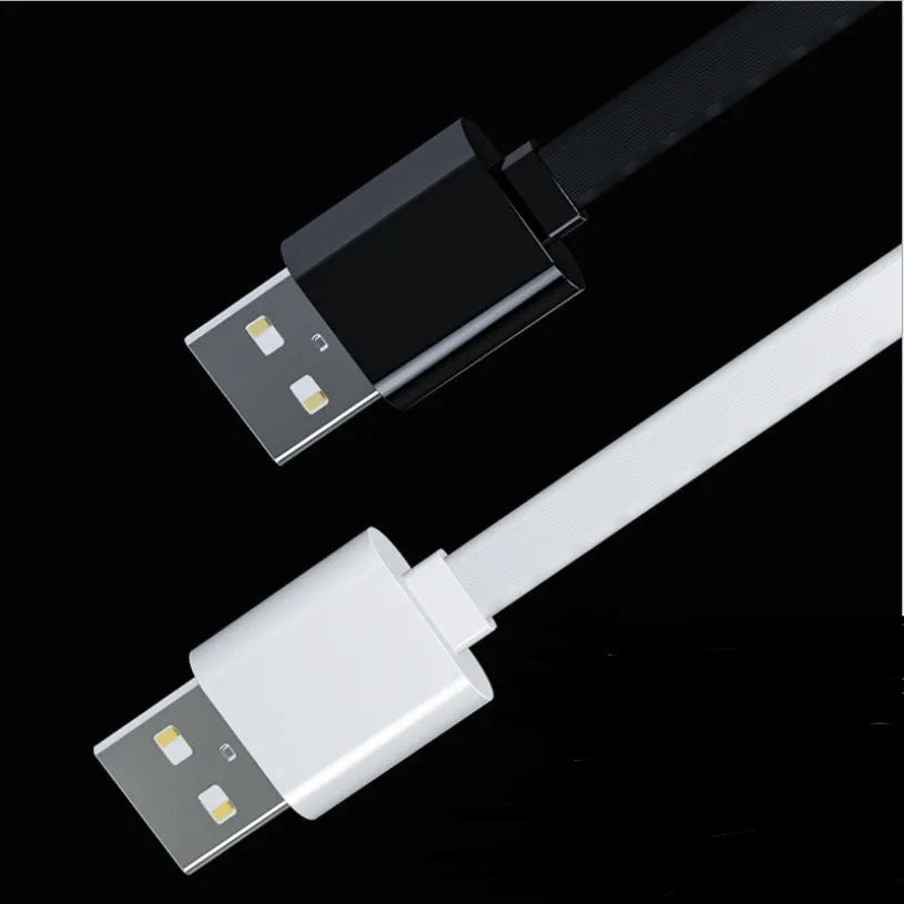 Three-in-one data cable 1m noodles style with one for three split connectors in black or white