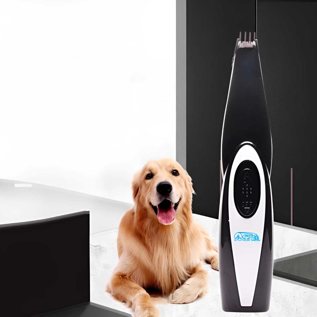 USB rechargeable pet grooming clipper with stainless steel and ceramic cutters for cats and dogs, 16 x 3 x 2.8 cm, black