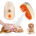 Yellow cat steam brush with silicone bristles, water tank, and ringworm detector lamp for pet grooming