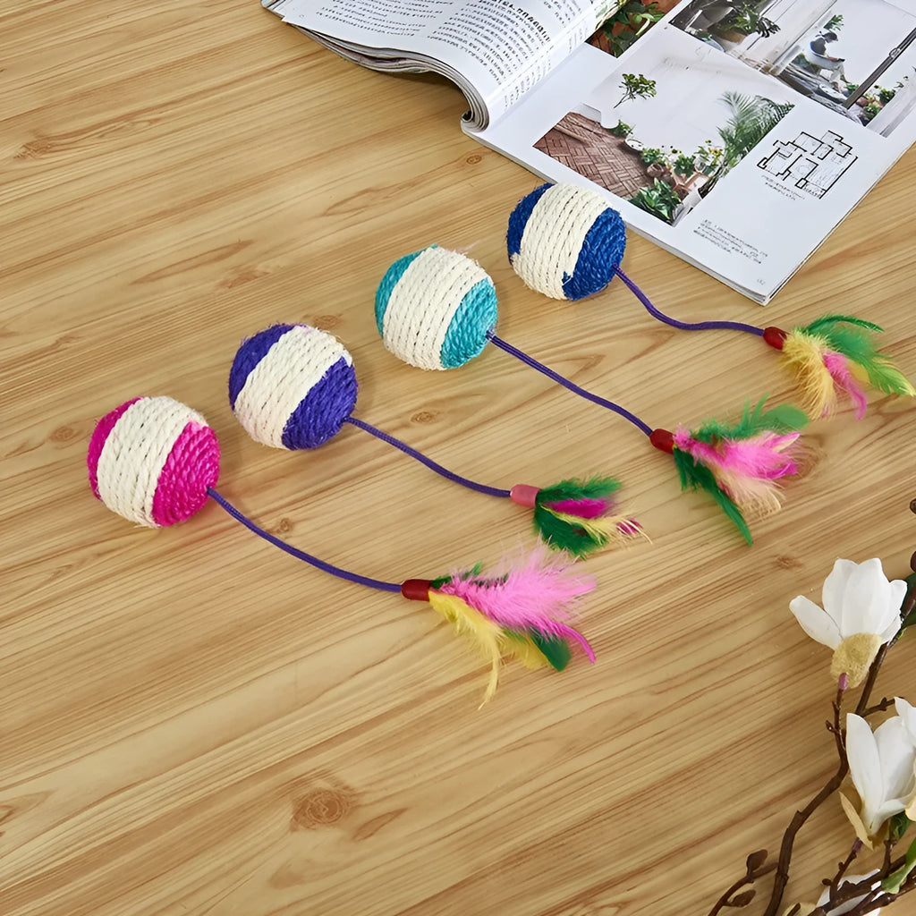 Paper sisal ball cat toy measuring 20x4.5cm for teeth grinding and claw sharpening