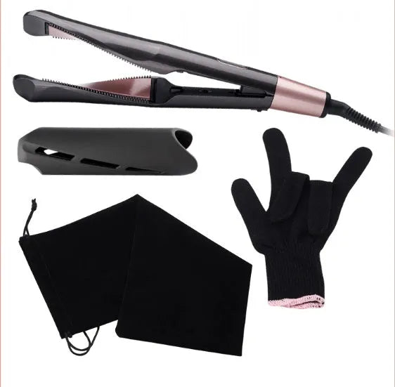 2-in-1 professional hair straightener and hair crimper with LCD screen and adjustable temperature dial in black finish