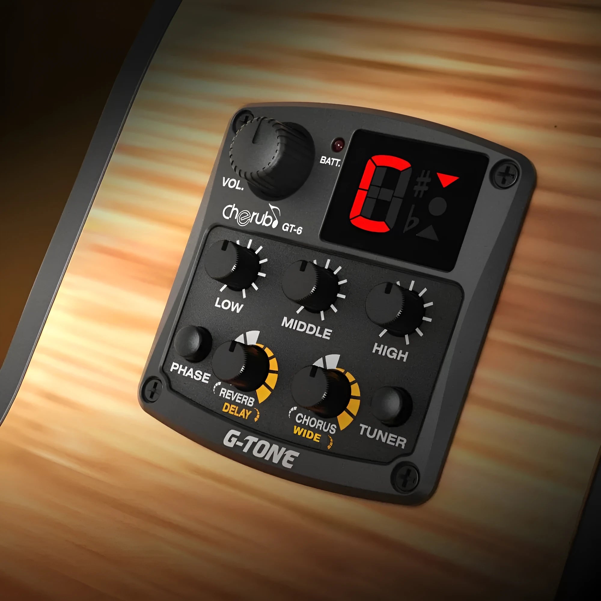 Cherub GT-6 black acoustic guitar equalizer with pickup and effects controls