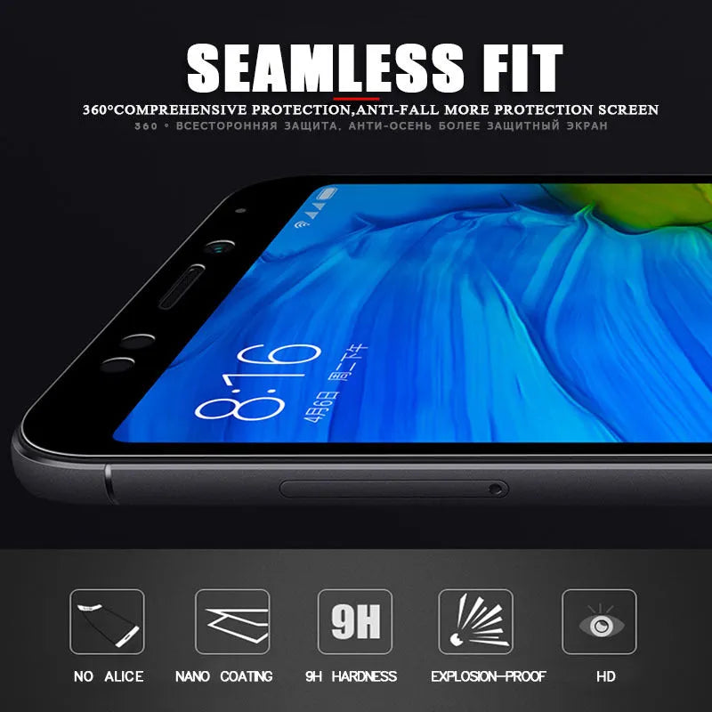 Full glue toughened glass screen protector for Xiaomi phones in black or white with anti scratch and anti fingerprint coating