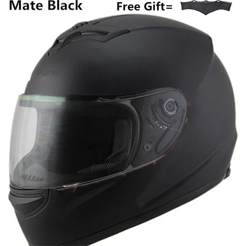 Men's full-face motorcycle helmet in black silver with visor, one size and XXL options