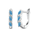 925 silver blue zircon stud earrings platinum blue diamond finish 3x14x15mm women