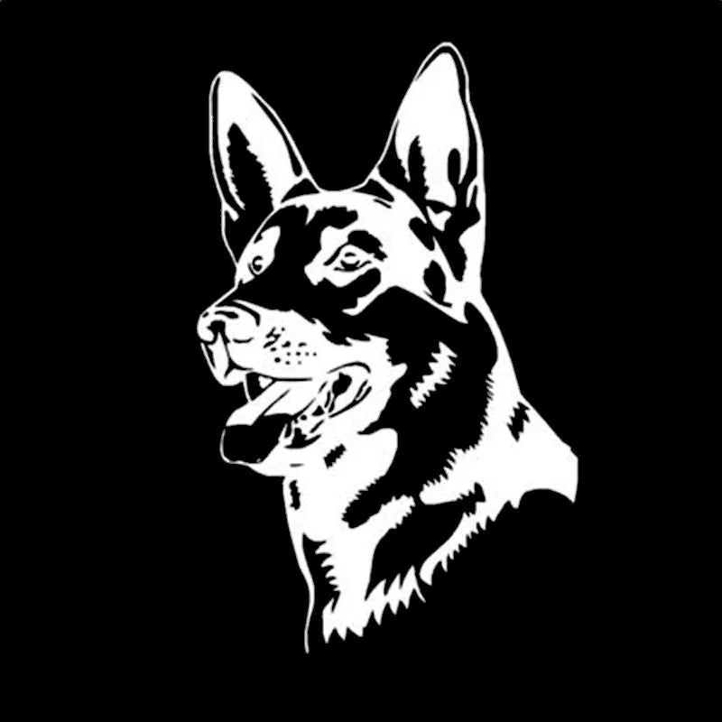 Reflective Alsace Shepherd hunting dog bumper sticker measuring 13 by 8 inches
