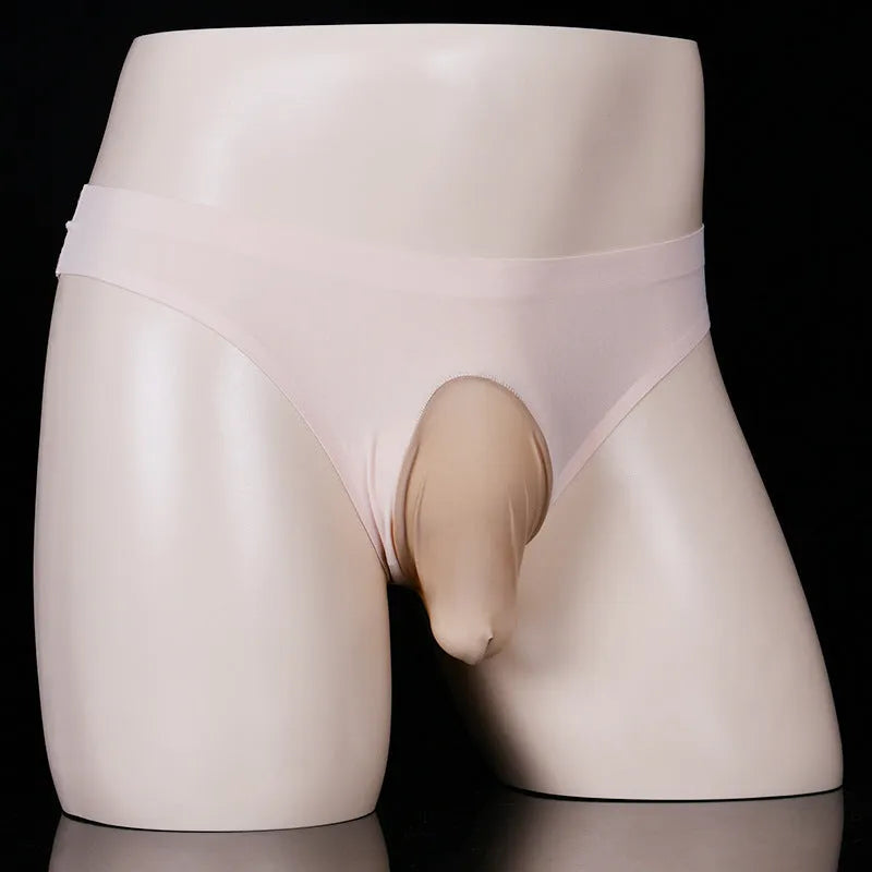 Men's black Ice Silk underwear briefs showing low waist and T-back design on a white background.