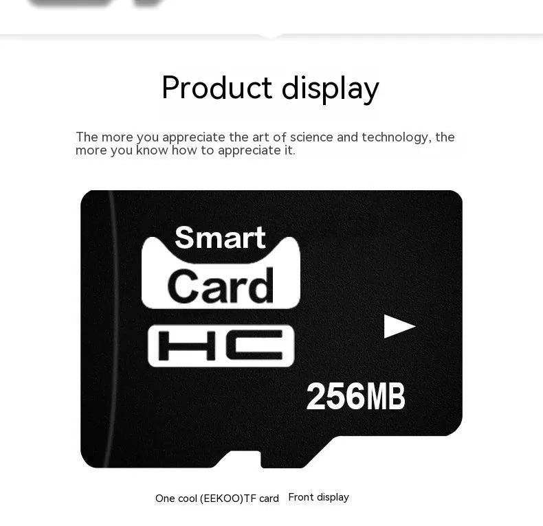 256MB TF microSD memory card in a packaged case for speakers and cameras.
