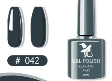 48 colour UV phototherapy plastic gel nail polish set with 7ml bottles in various finishes including glitter and nude shades