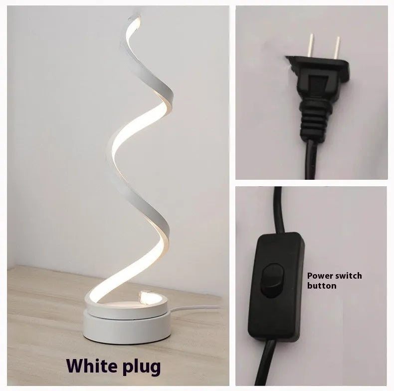 Black and white minimalist LED table lamp with aluminium shade and tri-colour dimming