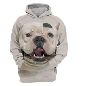 Men's 3D digital print dog hoodie in air-layer polyester – loose fit pullover with hood and long sleeves