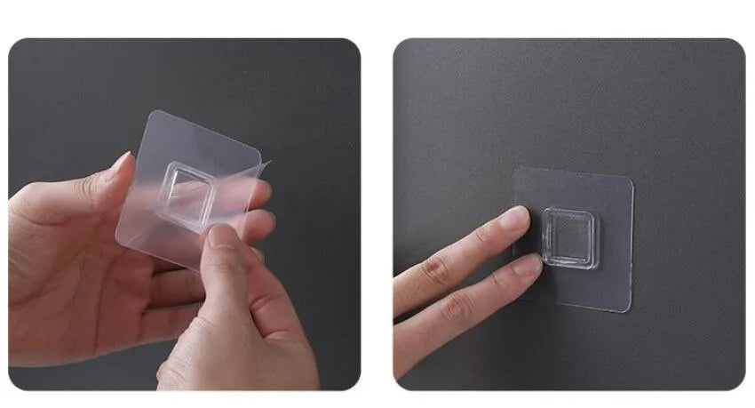 Blue automatic wall-mounted toothpaste dispenser with a sensor for touchless operation on a bathroom wall.