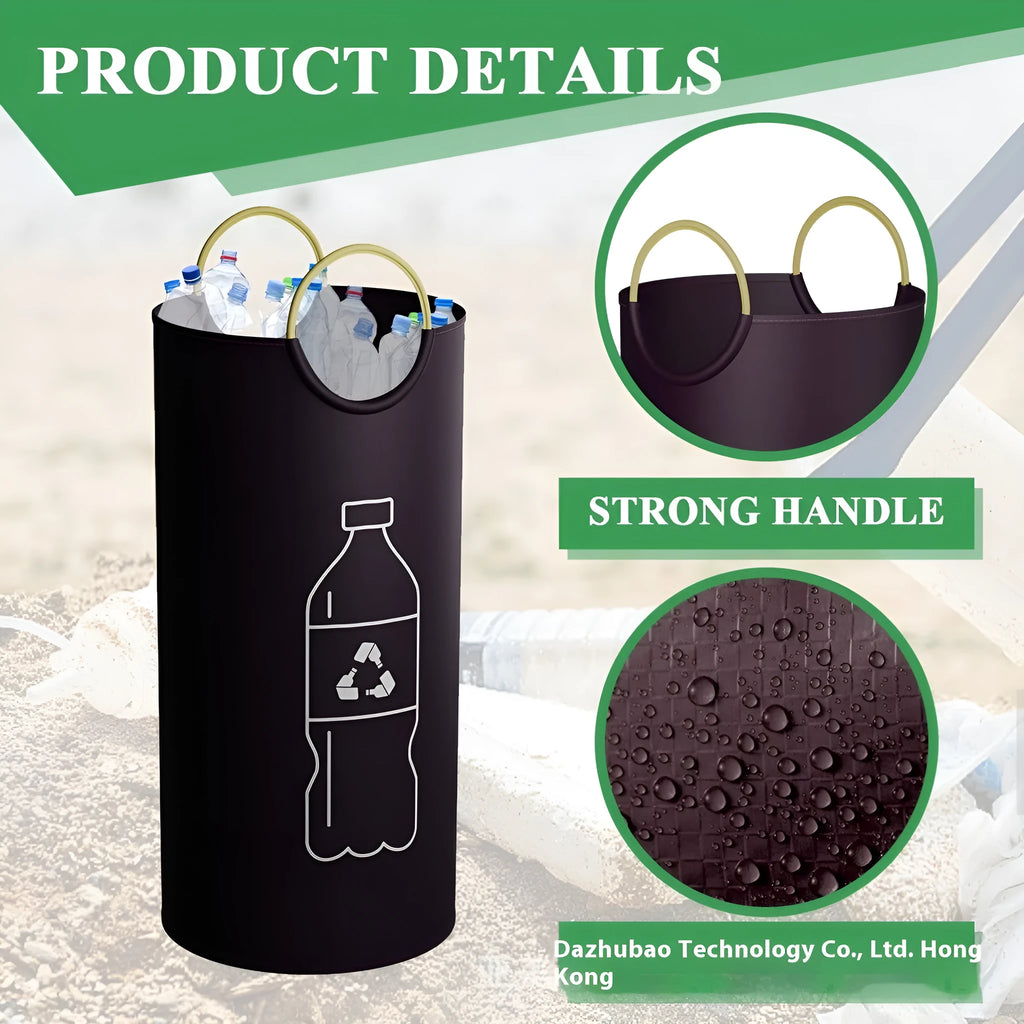 Portable round PP plastic trash can 38cm diameter with foldable design for outdoor events