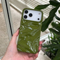Three-dimensional pleated pattern TPU phone case in QF pleated green for iPhone 15 Pro